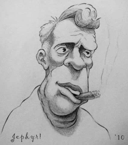 "Cigar Joe" - Pencil Sketch- Copyright 2010, Jephyr (Jeff Curtis), All Rights Reserved
